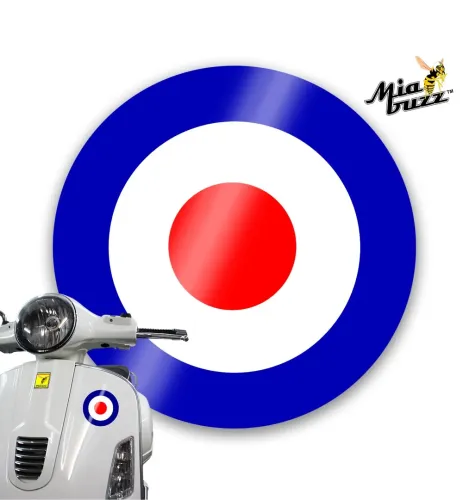Blue White and Red 100 mm Round Decal