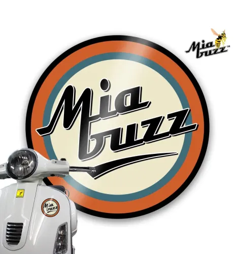 Mia Buzz Retro Cream and Orange 100 mm  Decal Badge