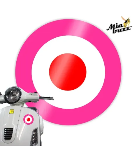 Pink White and Red 100 mm Round Decal Badge