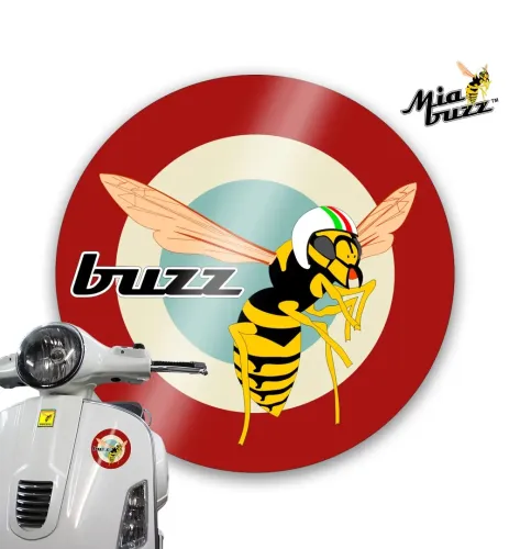 Mia Buzz Retro Red Cream Roundel and Wasp 100 mm Decal Badge