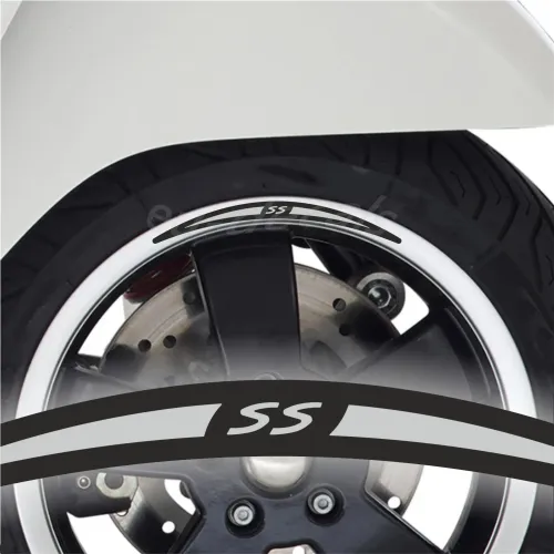 SS 4X Wheel rim decal long Gray on Black for vespa GTS 300 Super Sport stickers Laminated